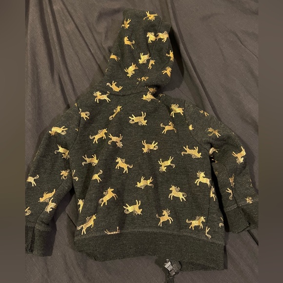 EUC 12m Gray & Gold Unicorn Zip Up Sweatshirt - Picture 2 of 3